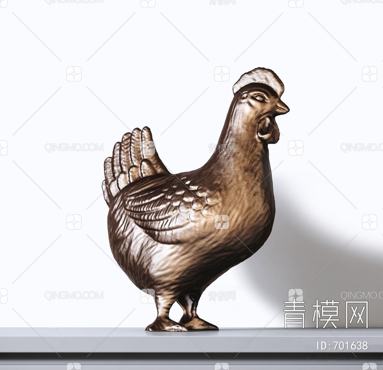 鸡雕塑装饰摆件3D模型下载【ID:701638】