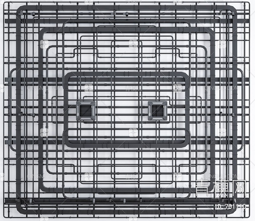 通风管线槽线管天花轨道灯组合3D模型下载【ID:701110】