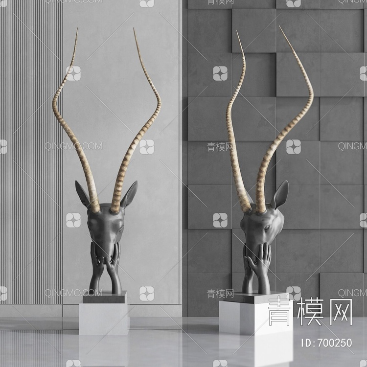 鹿雕塑摆件3D模型下载【ID:700250】