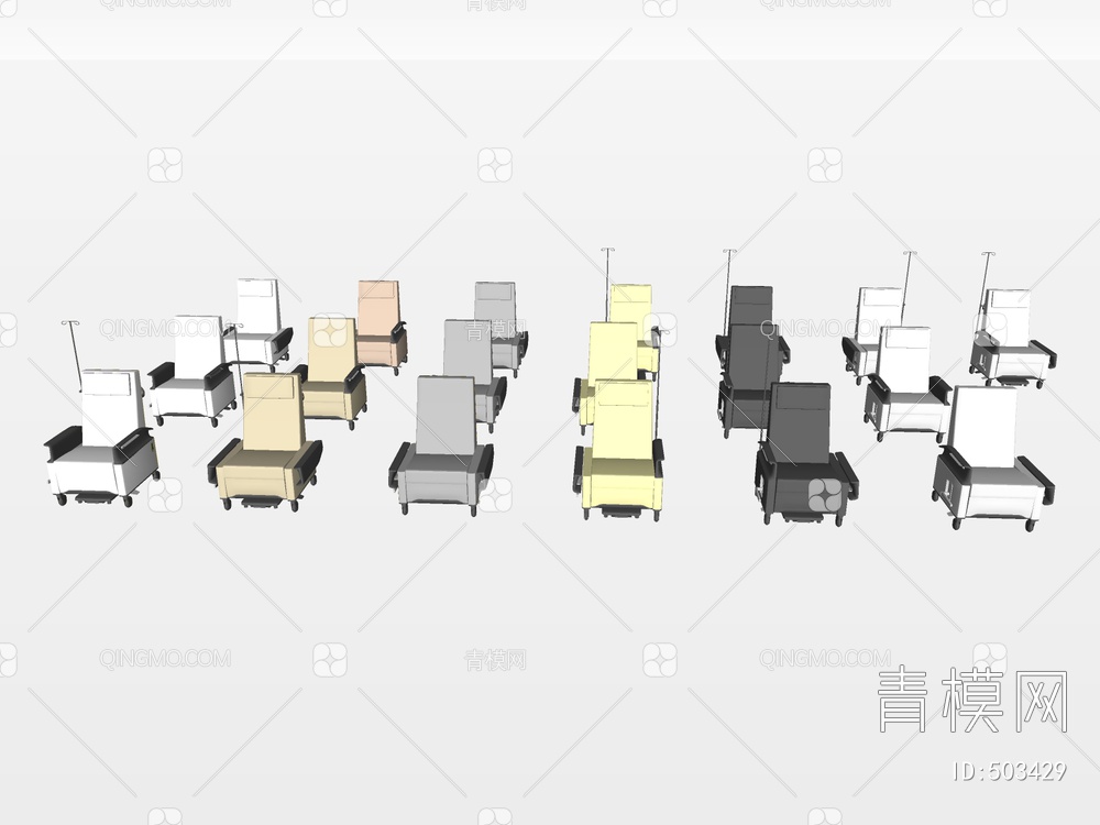 单椅长凳组和SU模型下载【ID:503429】