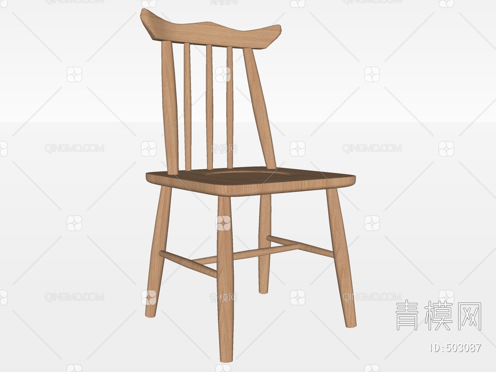 实木单椅SU模型下载【ID:503087】