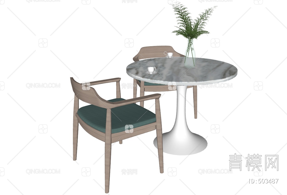 餐桌椅组合SU模型下载【ID:503487】