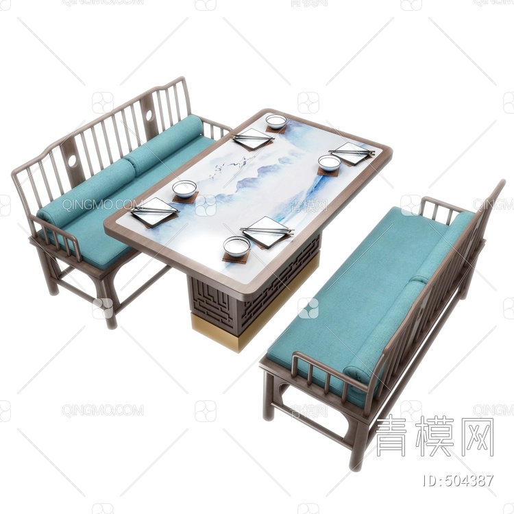 古风餐厅餐桌椅3D模型下载【ID:504387】