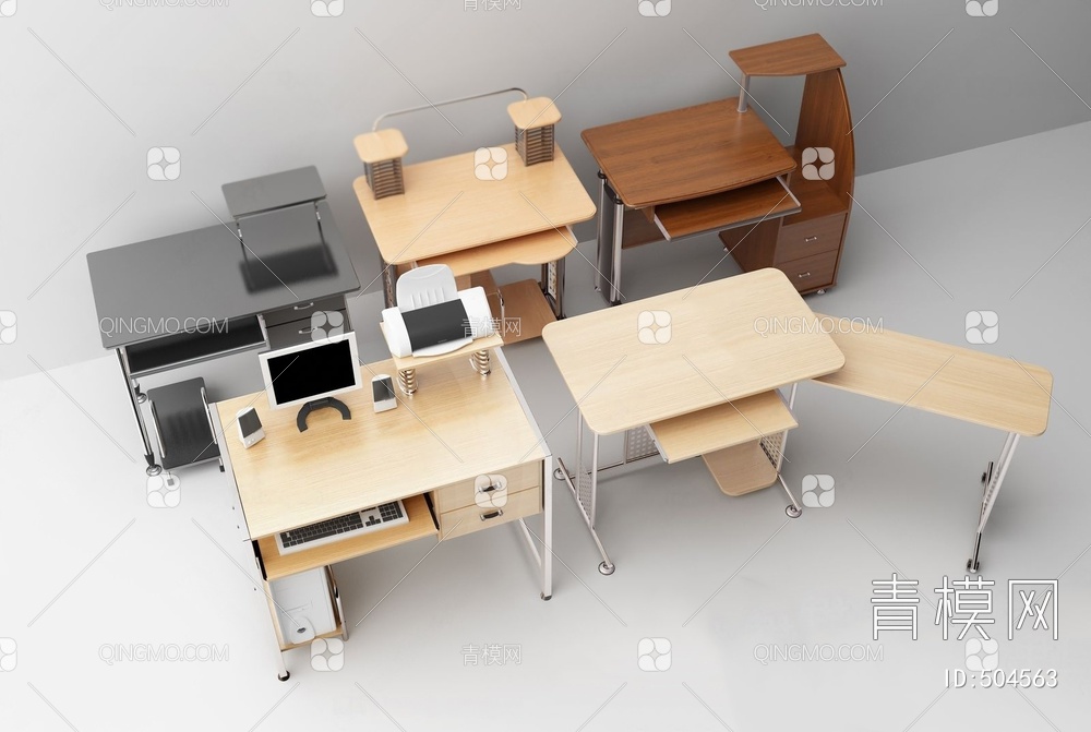 学生电脑桌书桌3D模型下载【ID:504563】