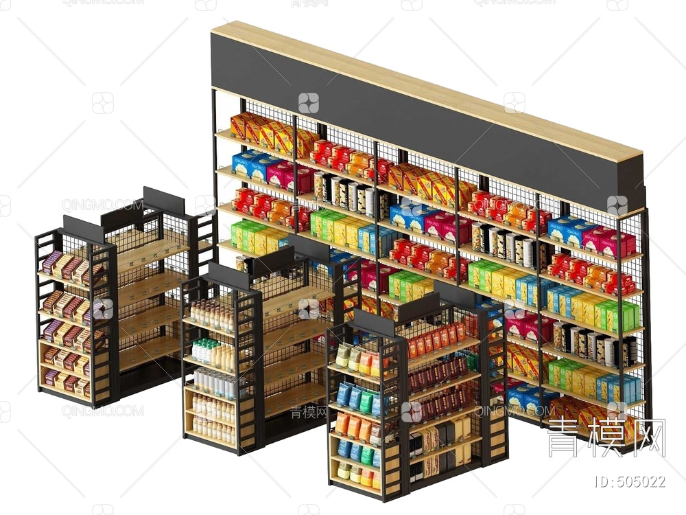 休闲零食超市货架3D模型下载【ID:505022】