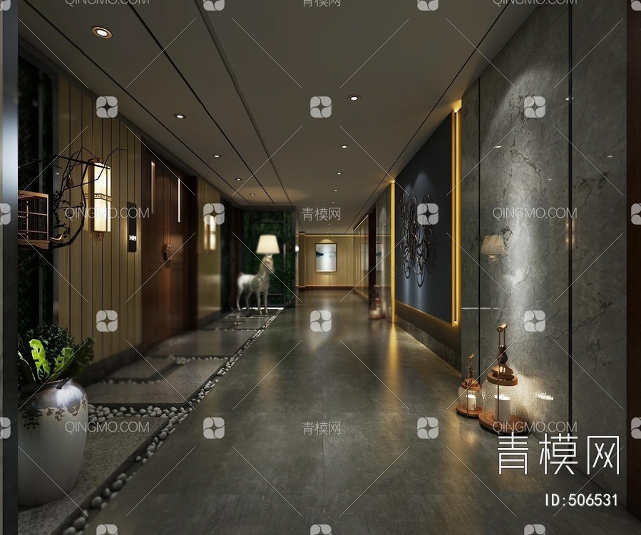酒店电梯走廊3D模型下载【ID:506531】