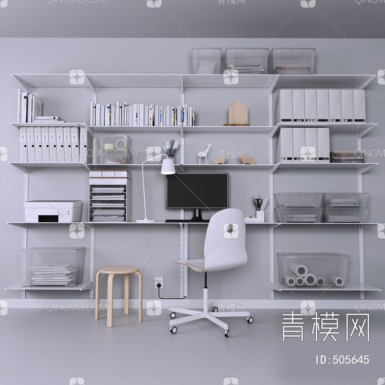 办公桌椅3D模型下载【ID:505645】