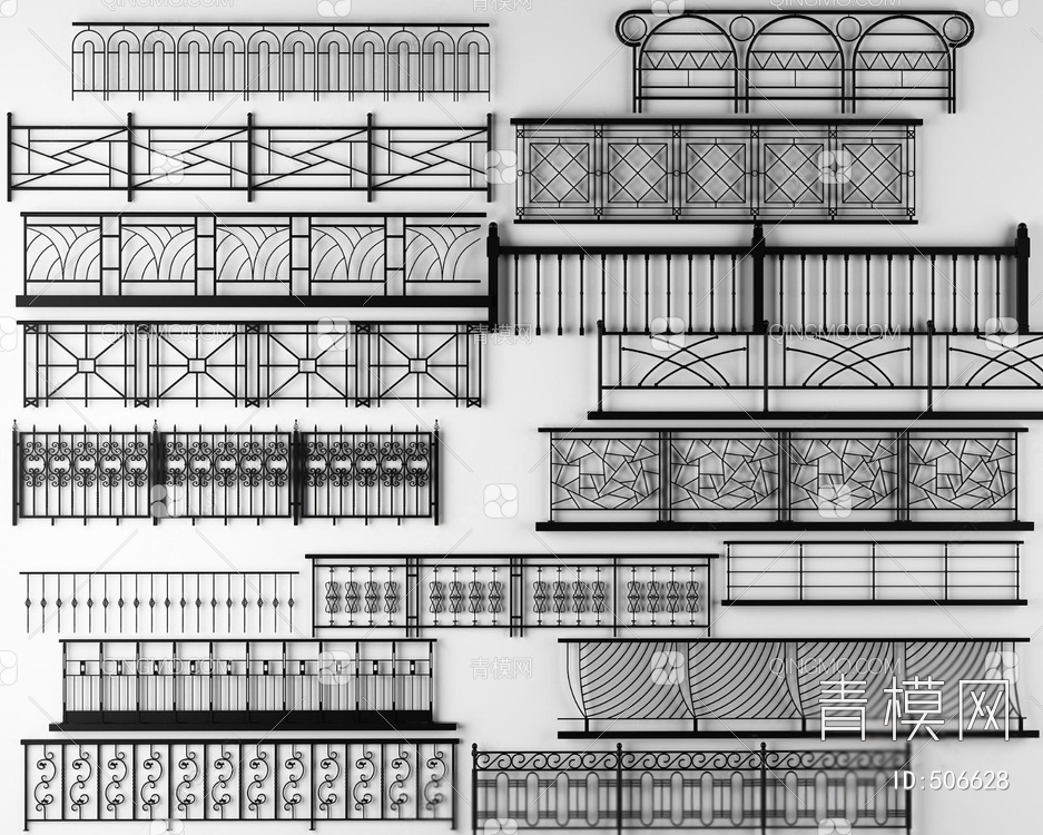 铁艺楼梯栏杆扶手3D模型下载【ID:506628】
