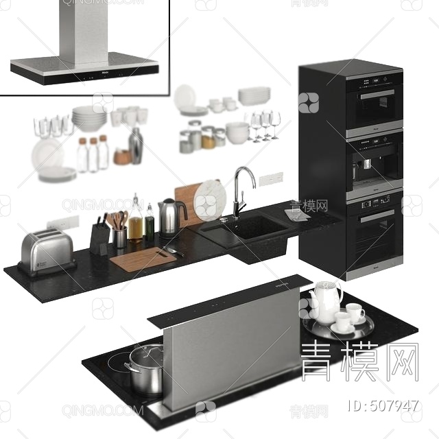 流行厨房用品电器组合国外3D模型下载【ID:507947】