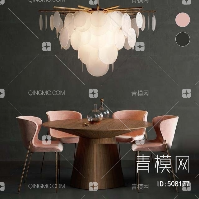 流行餐桌椅组合国外3D模型下载【ID:508177】