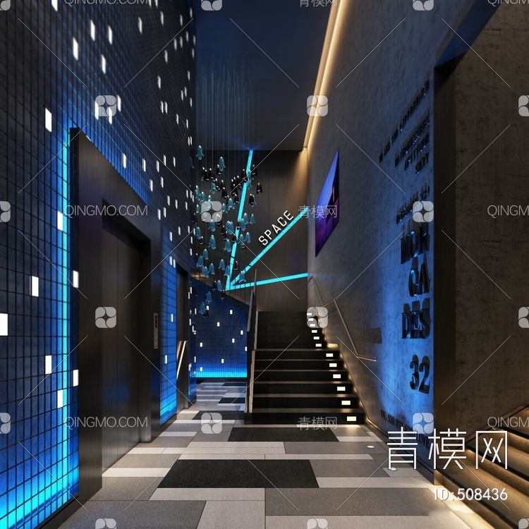 酒店电梯 楼梯3D模型下载【ID:508436】