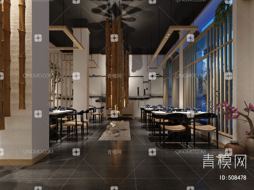 餐厅 竹子 吊灯3D模型下载【ID:508478】