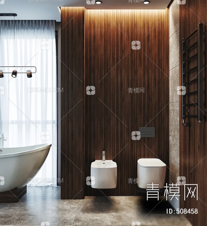 卫生间 浴缸 马桶 洗手台3D模型下载【ID:508458】