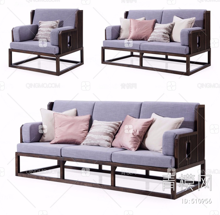 三人沙发双人沙发单人沙发3D模型下载【ID:510956】