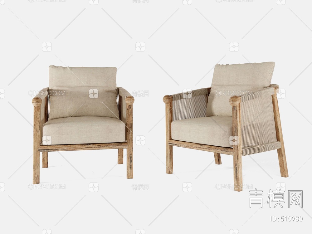 单人沙发3D模型下载【ID:510980】