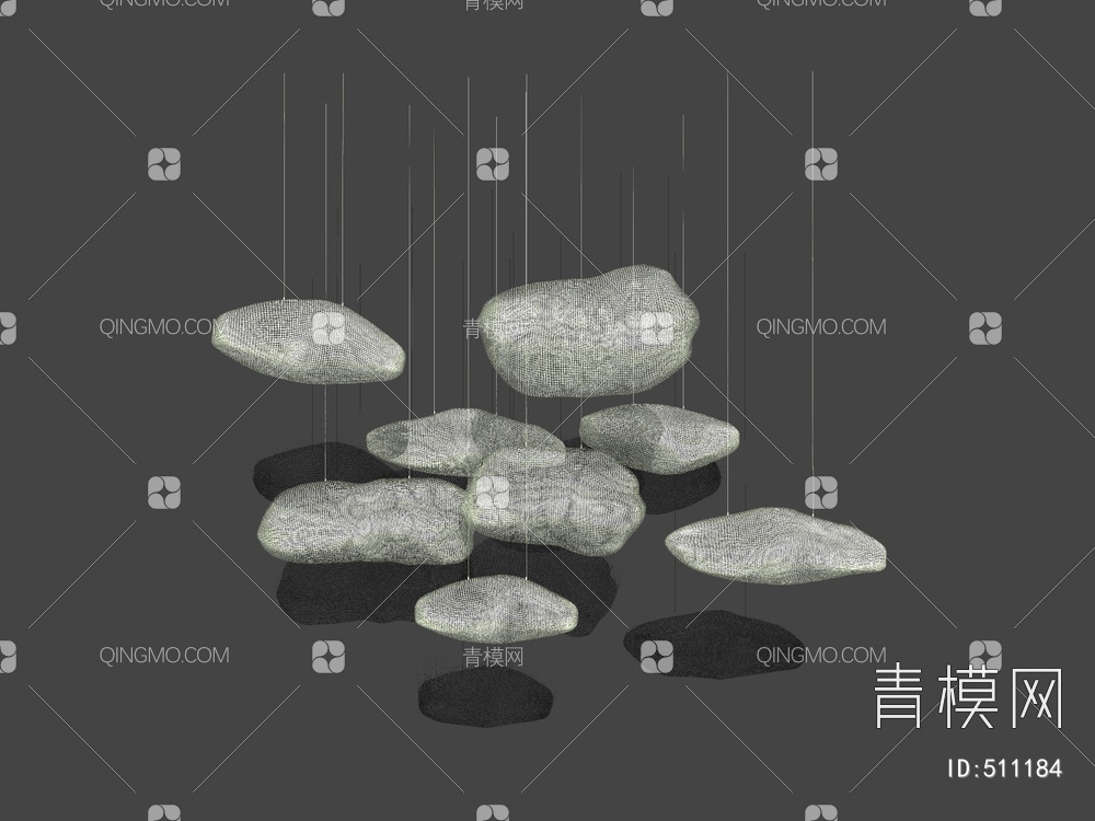 铁网云朵吊灯 镂空云朵吊灯 白云吊灯SU模型下载【ID:511184】