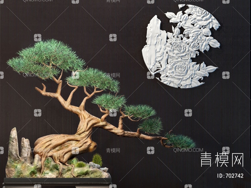 松树摆件组合3D模型下载【ID:702742】