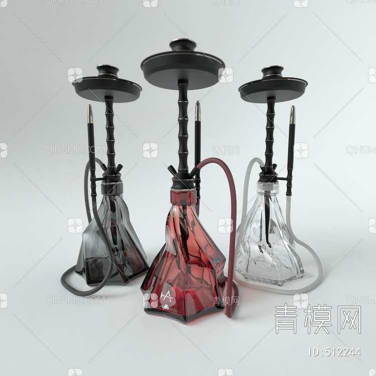 艺术烛台玻璃瓶子软装摆设3D模型下载【ID:512244】