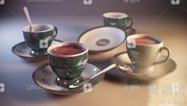 流行咖啡杯厨房餐桌摆件国外3D模型下载【ID:512531】