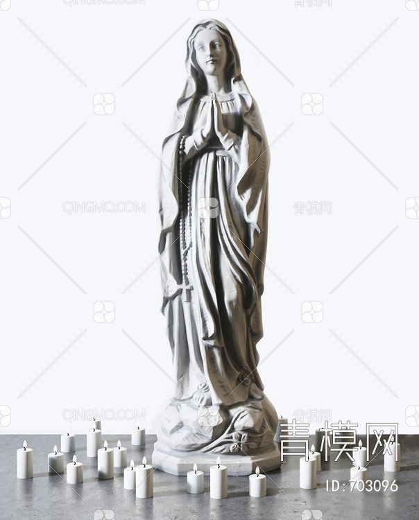 圣母玛利亚人物石膏雕塑 3D模型下载【ID:703096】