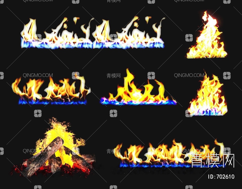 火焰木头堆火组合3D模型下载【ID:702610】