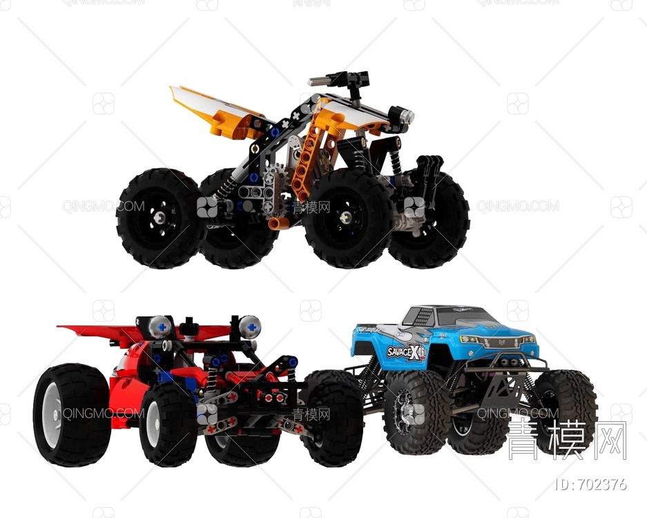 儿童玩具车组合3D模型下载【ID:702376】