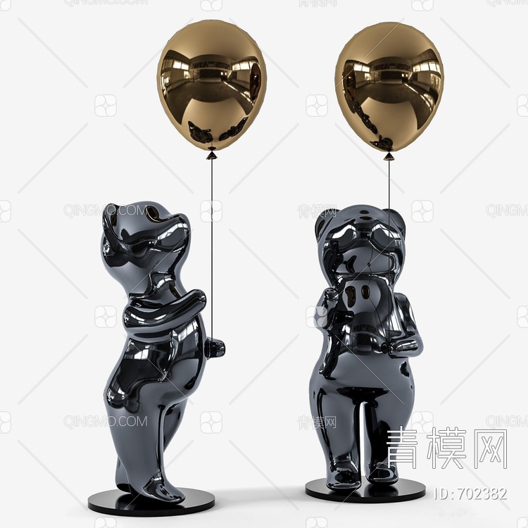 小熊气球雕塑3D模型下载【ID:702382】