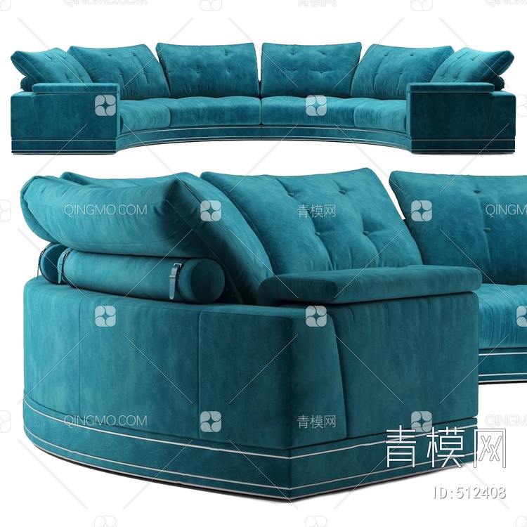 弧形沙发 异形沙发 拼接沙发 多人沙发 大厅沙发3D模型下载【ID:512408】