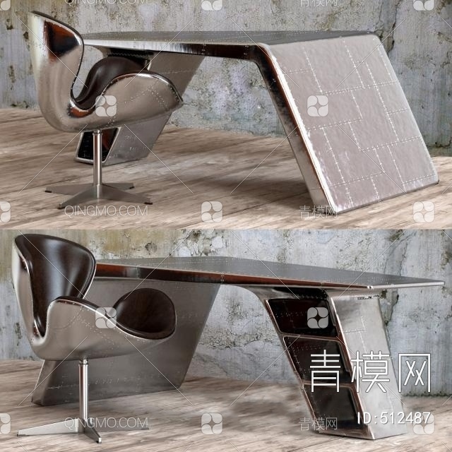 流行金属书桌椅国外3D模型下载【ID:512487】