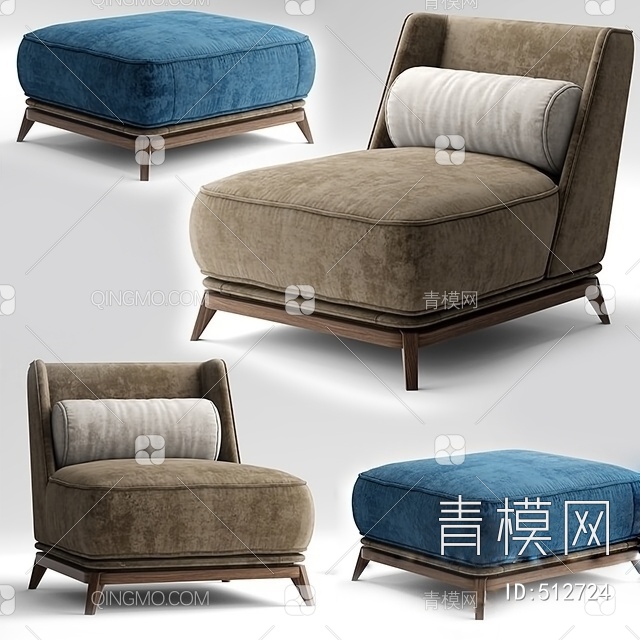 休闲单人沙发3D模型下载【ID:512724】