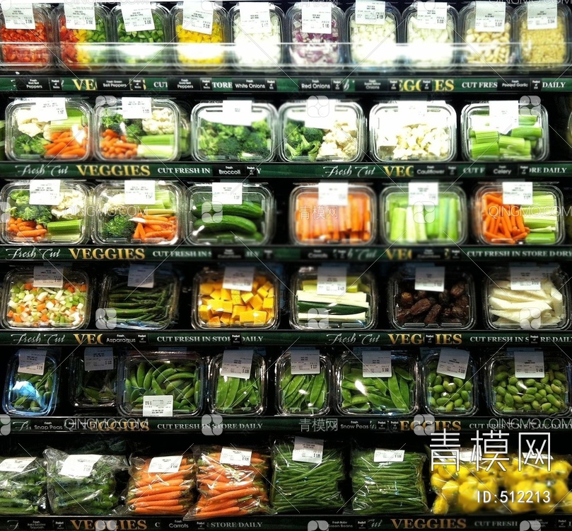 超市蔬菜货架3D模型下载【ID:512213】