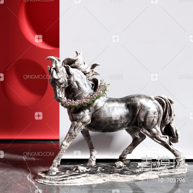 马雕塑摆件3D模型下载【ID:703796】
