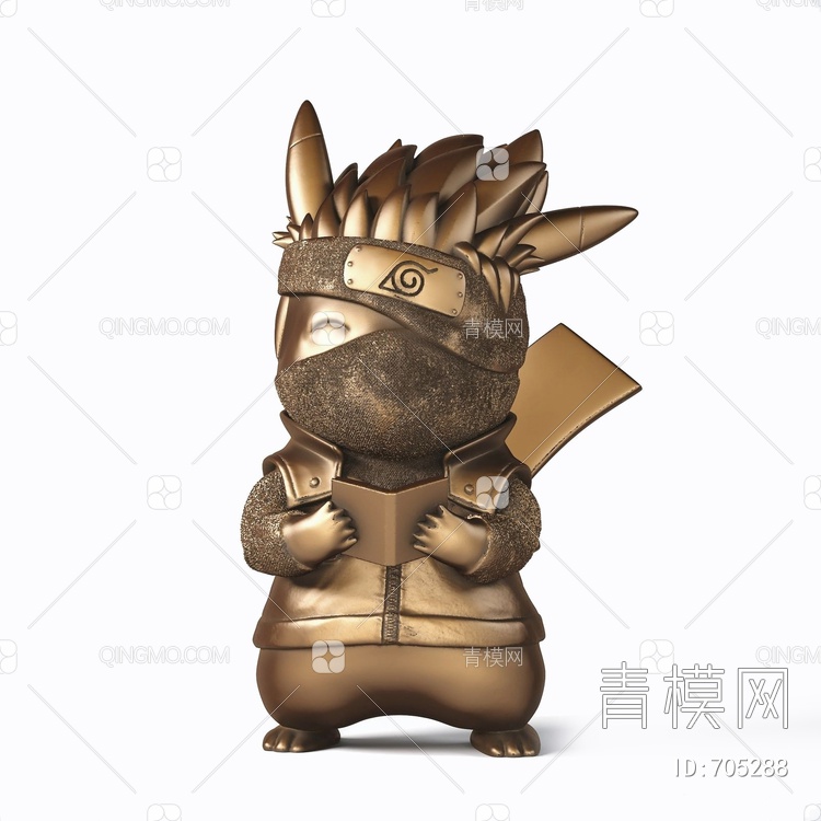 火影卡卡西版皮卡丘铜雕摆件3D模型下载【ID:705288】