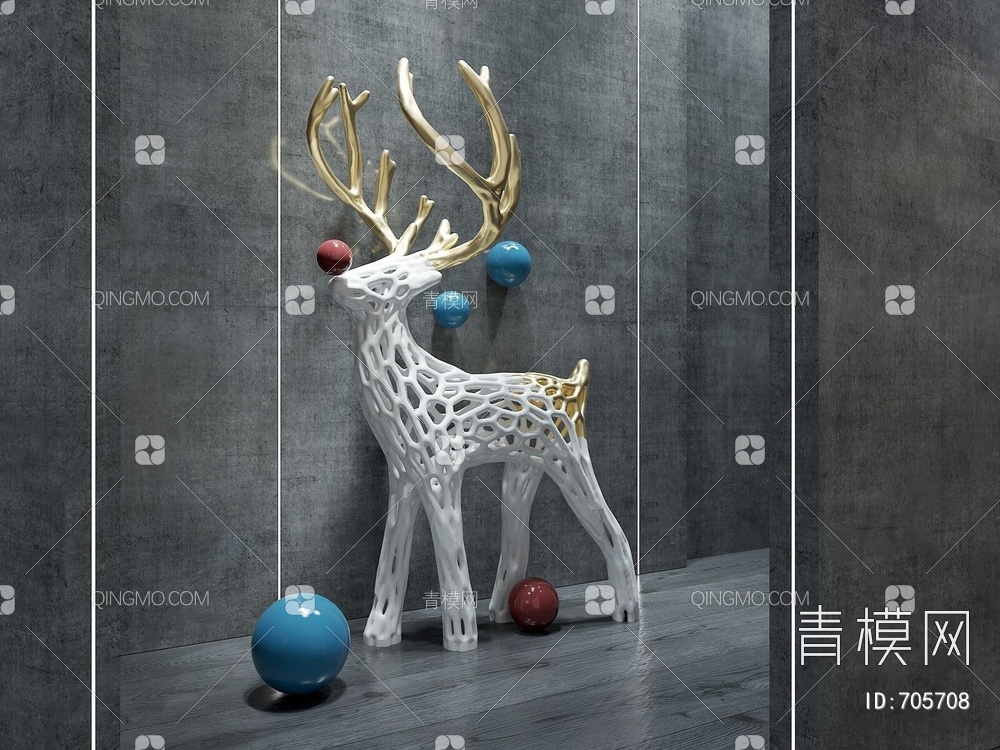 鹿雕塑3D模型下载【ID:705708】