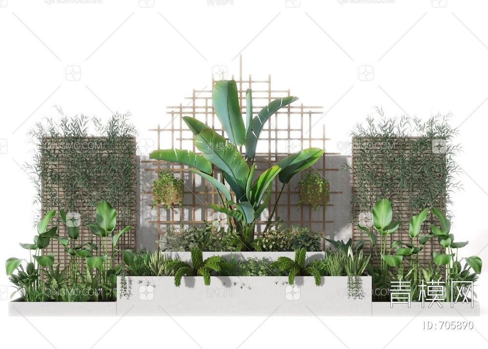 户外景观植物堆3D模型下载【ID:705890】