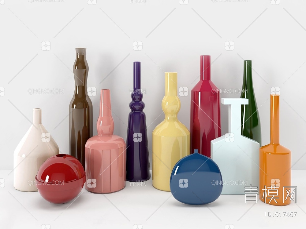 陶瓷器皿瓶罐组合3D模型下载【ID:517457】