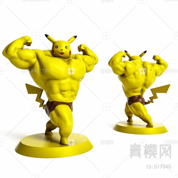 皮卡丘雕塑摆件3D模型下载【ID:517840】
