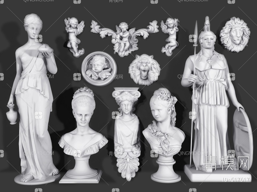 罗马人物石雕组合3D模型下载【ID:517617】