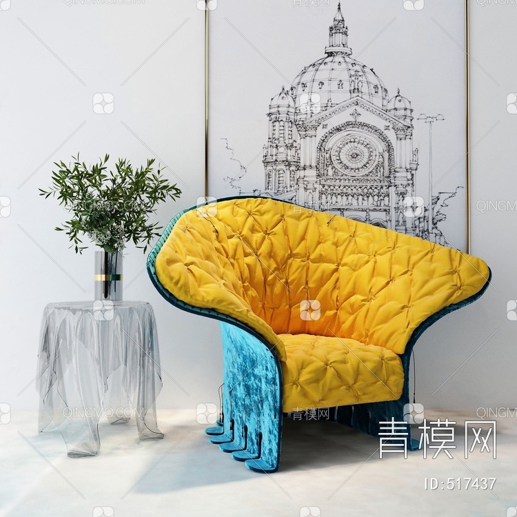 Cassina_feltri 沙发椅3D模型下载【ID:517437】