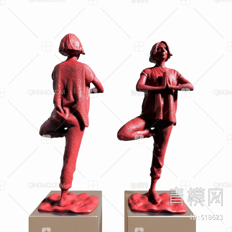 女性人物雕塑摆件3D模型下载【ID:518623】