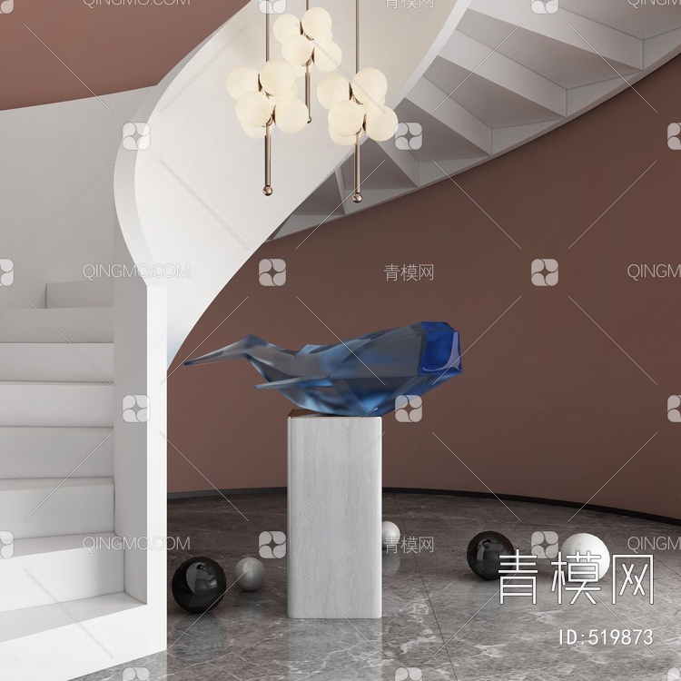 鲸鱼雕塑楼梯间3D模型下载【ID:519873】