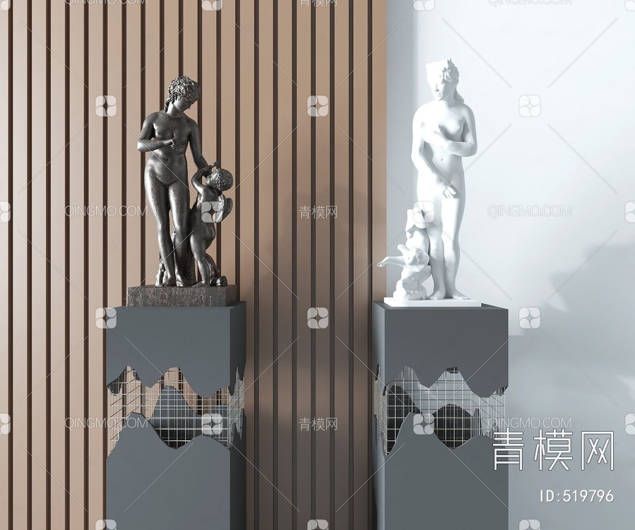 石膏人物雕塑3D模型下载【ID:519796】