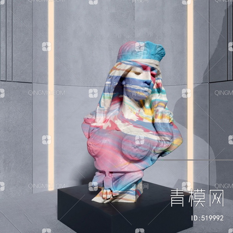 彩绘人物雕塑摆件3D模型下载【ID:519992】