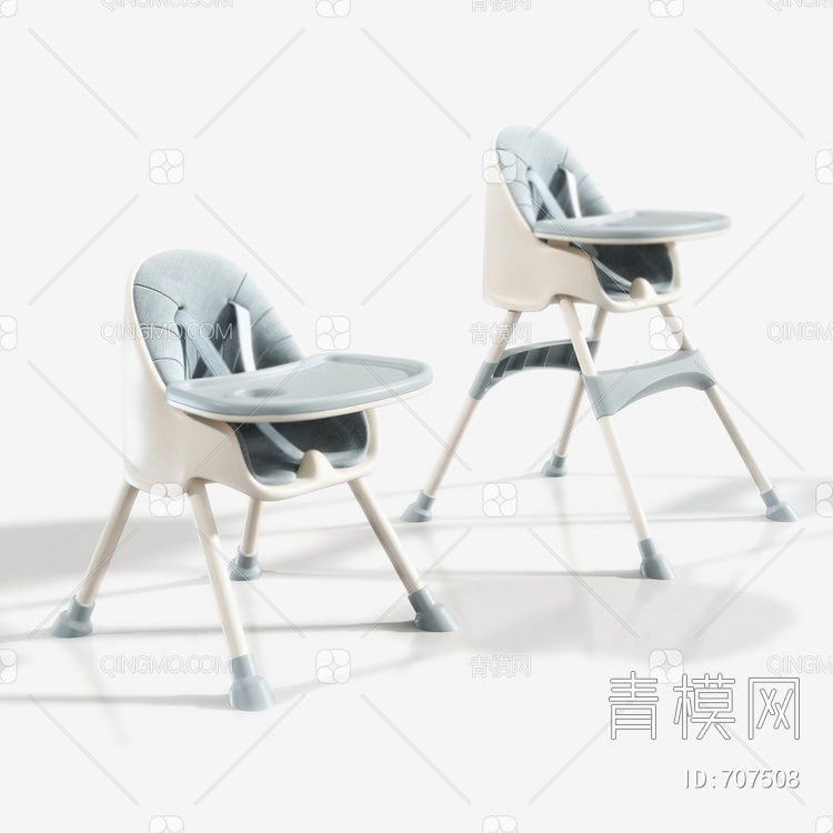 小猪酷琦 宝宝多功能餐椅3D模型下载【ID:707508】