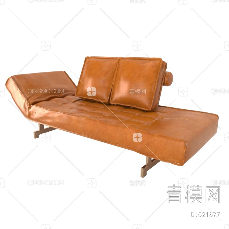 顾全 汉哲 风皮椅贵妃椅沙发床3D模型下载【ID:521877】