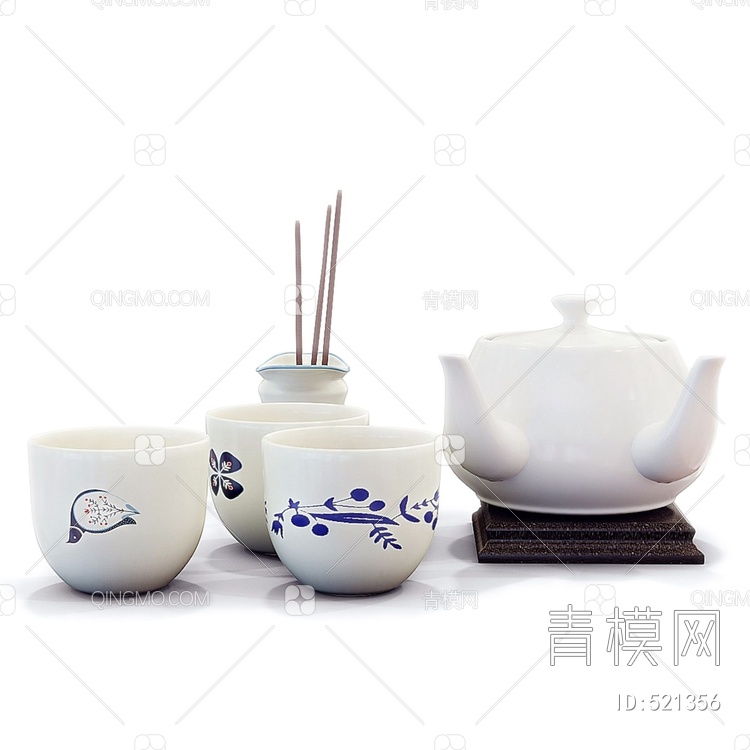 陶瓷茶具组合套装3D模型下载【ID:521356】