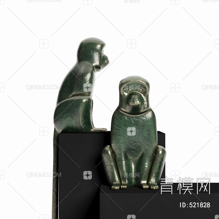 猴子雕塑摆件3D模型下载【ID:521828】