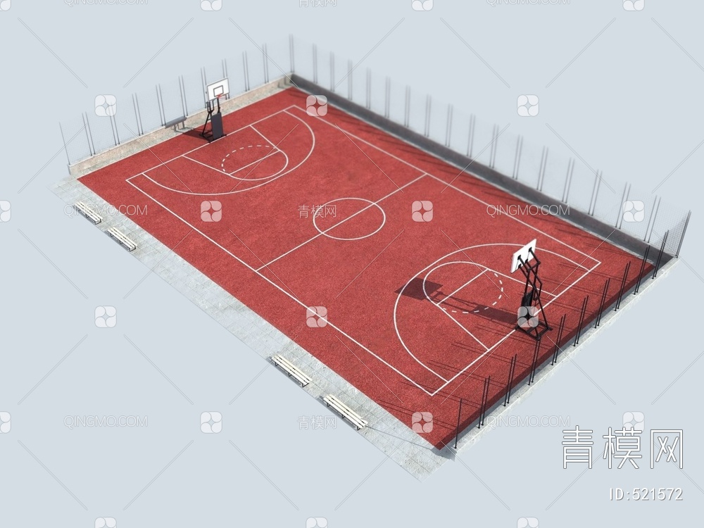 室外篮球场3D模型下载【ID:521572】
