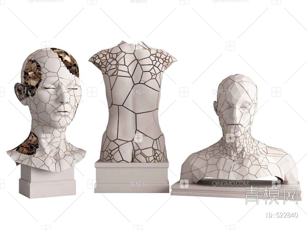 石膏像雕塑3D模型下载【ID:522840】