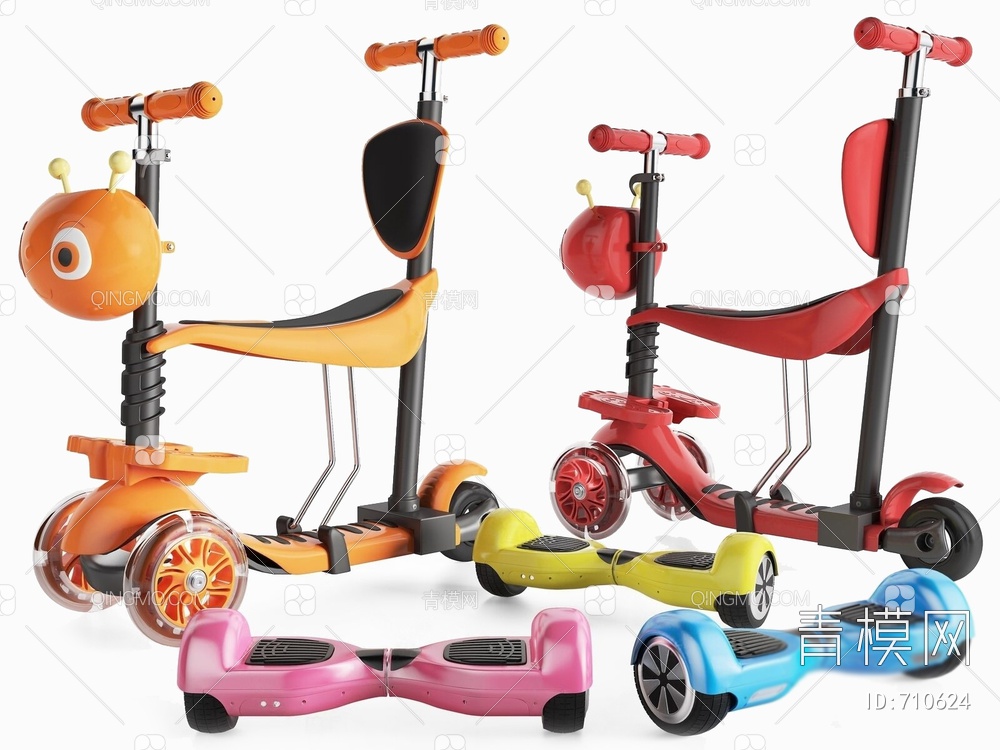 儿童滑板车3D模型下载【ID:710624】